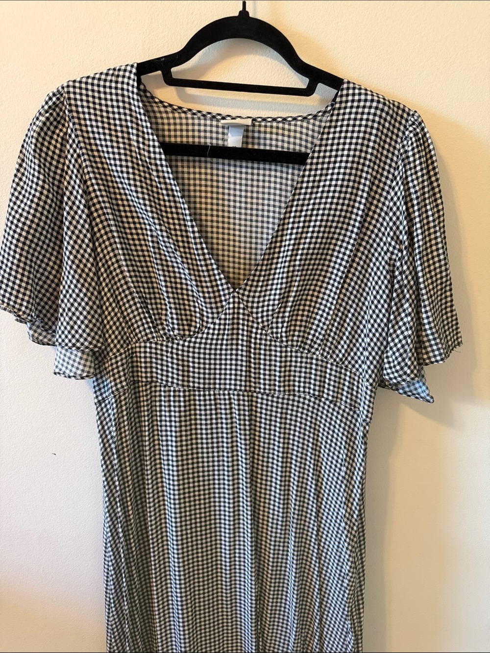 a new day Black and White Gingham Midi Dress